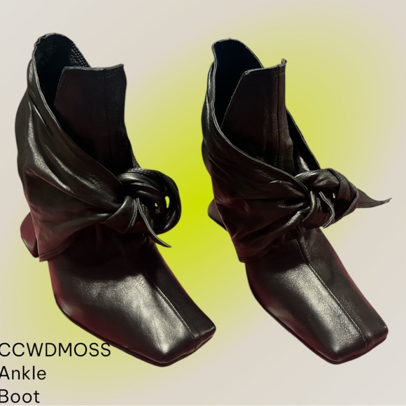 CCWDMOSS Black Ankle Booties with Square Toe and Bow Tie Design - Size 10 - Picture 14 of 14